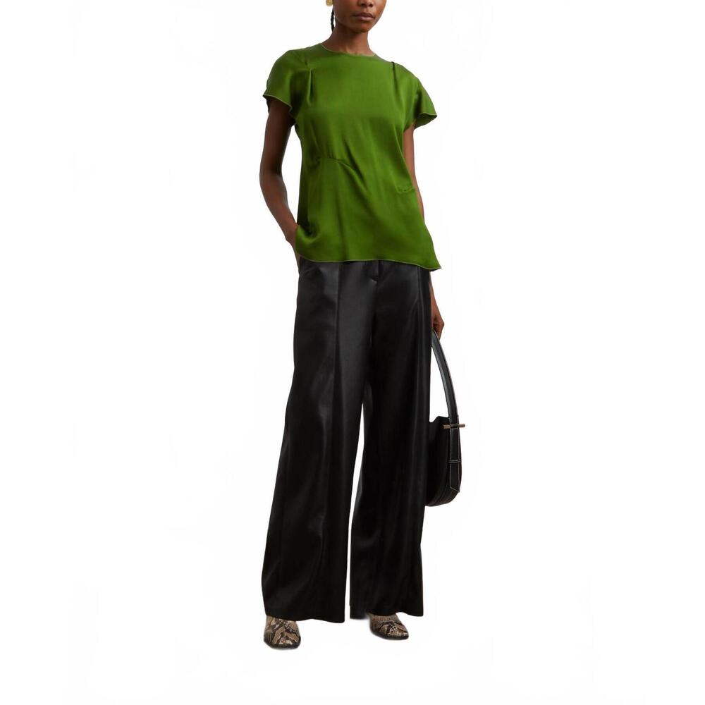 NEW VICTORIA BECKHAM draped pleated detail top in algae
